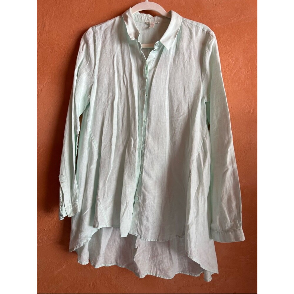 Eileen Fisher 100% Organic Irish Linen Top Size Small Minimalist